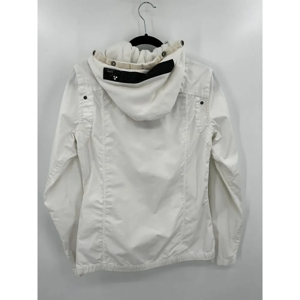 G-STAR Men's White Ross Hooded Overshirt Jacket Full Zip Button Up Size Small